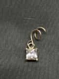 Princes Faceted 5x5mm CZ Center Sterling Silver Solitaire Pendant