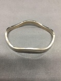 High Polished Wave Design 6mm Wide 3in Diameter Solid Stamped Sterling Silver Hinged Bangle Bracelet