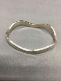 High Polished Wave Design 6mm Wide 3in Diameter Solid Stamped Sterling Silver Hinged Bangle Bracelet