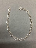 Textured Rounded Figaro Link 5mm Wide 7in Long Sterling Silver Bracelet