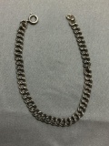 Oxidized Finish Double Curb Link 5mm Wide 7in Long Sterling Silver Bracelet