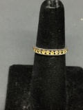 Shared Prong Set Round Faceted Citrine Centers Milgrain Detailed 3.25mm Wide Sterling Silver Band