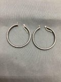 Round 40mm Diameter 2.75mm Wide Pair of Sterling Silver Hoop Earrings