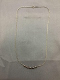 HCT Designer Rope Link 1mm Wide 18in Long Italian Made Sterling Silver Necklace w/ Five Bead Centers