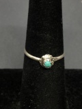 Rope Frame Detailed Sawtooth Set Round 2.5mm Turquoise Cabochon Center Sterling Silver Ring Band