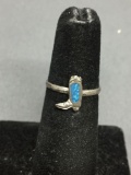 Turquoise Inlaid 10x7mm Cowboy Boot Detail Center Sterling Silver Ring Band