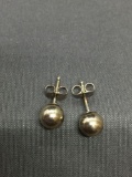 Round 6mm Sterling Silver Bead Ball Detailed Pair of Stud Earrings