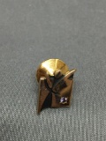 High Polished & Antique Finished 10Kt Gold-Filled Signed Designer Commemorative Pin w/ Round Faceted