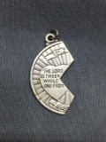 H.F.B. Designer Detailed Lord's Prayer Left Side Half of a Mizpah Style Best Friend Sterling Silver