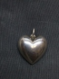 High Polished Puffy Heart 15x15x6mm Sterling Silver Pendant