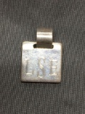 High Polished Square 14x14mm Engravable Sterling Silver Signet Pendant