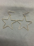 Wire-Wrought Star Motif 40mm Diameter Pair of Sterling Silver Dangle Earrings