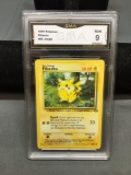 GMA Graded 1999 Pokemon Jungle PIKACHU Red Cheeks Trading Card - MINT 9