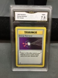 GMA Graded 1999 Pokemon Base Set Shadowless ENERGY RETRIEVAL Trading Card- NM+ 7.5