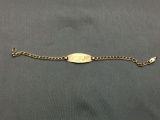 Strudy Designer Curb Link 7in Long 12Kt Gold-Filled ID Tag Bracelet w/ 30x11mm Engravable Center