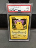 PSA Graded 1999 Pokemon Base Set Unlimited PIKACHU Trading Card - MINT 9