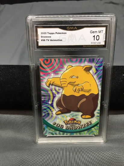 GMA Graded 2000 Topps Pokemon TV Animation #96 DROWZEE Trading Card - GEM MINT 10