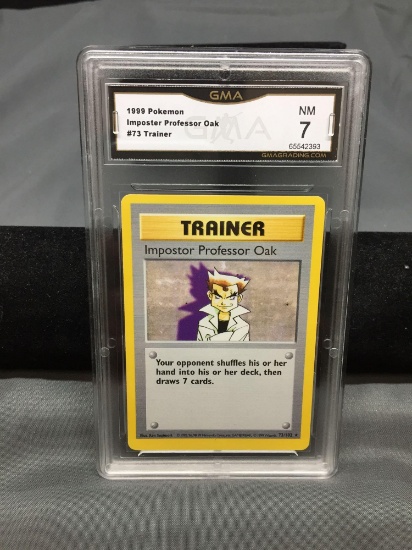 GMA Graded 1999 Pokemon Base Set Shadowless #73 IMPOSTER PROFESSOR OAK Vintage Trading Card - NM 7