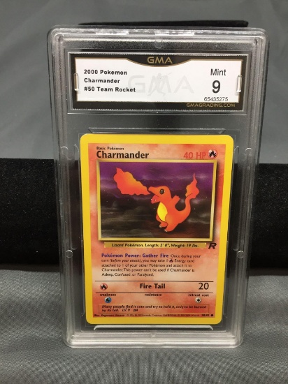 GMA Graded 2000 Pokemon Team Rocket #50 CHARMANDER Trading Card- MINT 9
