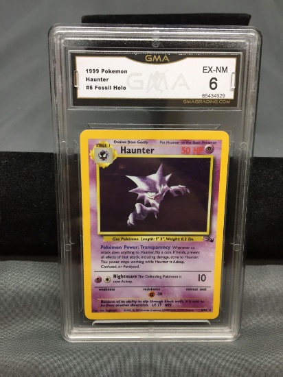 GMA Graded 1999 Pokemon Fossil Unlimited #6 HAUNTER Holofoil Rare Trading Card - EX-NM 6