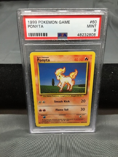 PSA Graded 1999 Pokemon Base Set Unlimited #60 PONYTA Trading Card - MINT 9