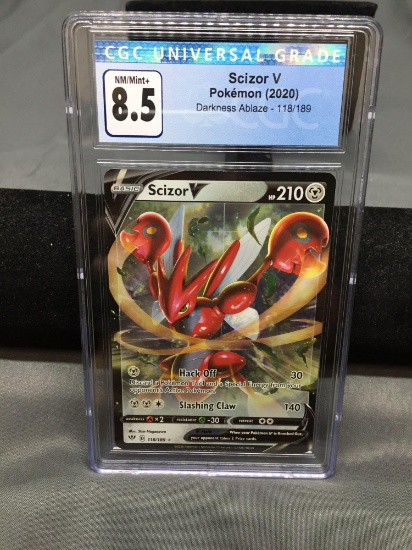 CGC Graded 2020 Pokemon Darkness Ablaze SCIZOR V Holofoil Rare Trading Card - NM-MT+ 8.5