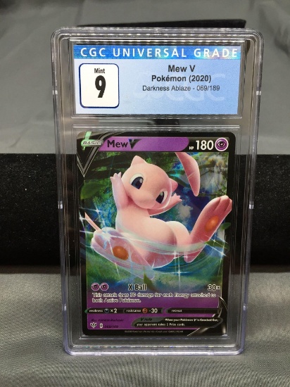 CGC Graded 2020 Pokemon Darkness Ablaze MEW V Holofoil Rare Trading Card - MINT 9