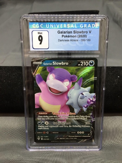 CGC Graded 2020 Pokemon Darkness Ablaze GALARIAN SLOWBRO V Holofoil Rare Trading Card - MINT 9