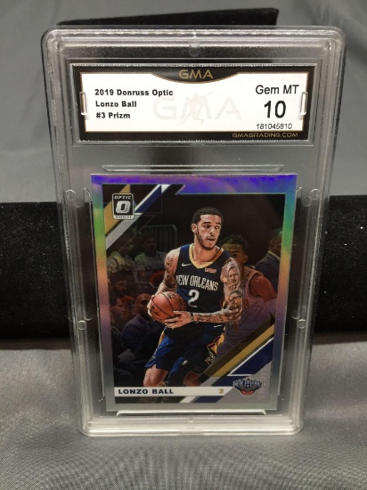 GMA Graded 2019-20 Donruss Optic Holo Silver LONZO BALL Pelicans Basketball Card - GEM MINT 10