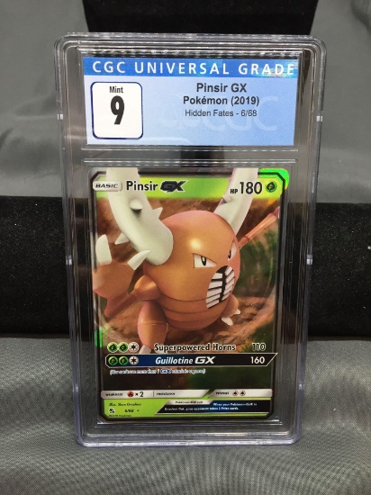 CGC Graded 2019 Pokemon Hidden Fates PINSIR GX Holofoil Rare Trading Card - MINT 9
