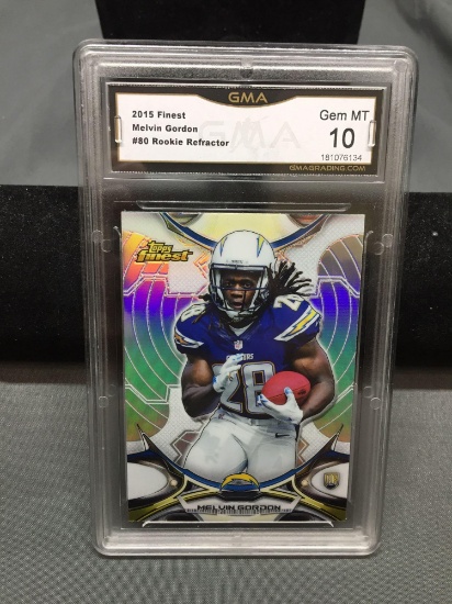 GMA Graded 2015 Finest Refractor MELVIN GORDON Chargers ROOKIE Football Card - GEM MINT 10