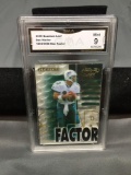 GMA Graded 2000 Quantum Leaf Star Factor DAN MARINO Dolphins Football Card - MINT 9