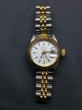 Ladies Silver Tone Rolex Datejust Oyster Perpetual Wrist Watch