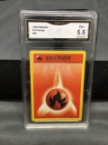 GMA Graded 1999 Pokemon Base Set Shadowless #98 FIRE ENERGY Vintage Trading Card - EX+ 5.5