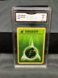 GMA Graded 1999 Pokemon Base Set Shadowless #99 GRASS ENERGY Vintage Trading Card - NM 7