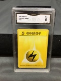 GMA Graded 1999 Pokemon Base Set Shadowless #100 LIGHTNING ENERGY Vintage Trading Card - EX 5