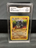 GMA Graded 1999 Pokemon Jungle 1st Edition #45 RHYDON Trading Card - EX+ 5.5