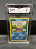 GMA Graded 1999 Pokemon Base Set Unlimited #63 SQUIRTLE Trading Card - EX 5