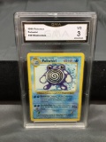 GMA Graded 1999 Pokemon Base Set Shadowless #38 POLIWHIRL Trading Card - VG 3