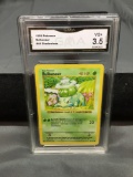 GMA Graded 1999 Pokemon Base Set Shadowless #44 BULBASAUR Trading Card - VG+ 3.5