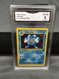 GMA Graded 2000 Pokemon Base 2 Set #15 POLIWRATH Holofoil Rare Trading Card - EX-NM 6