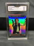 GMA Graded 2014 Topps Chrome Star Wars Refractor HAN SOLO Trading Card - MINT 9