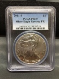 PCGS Graded 2011-P United States 1 Ounce .999 Fine Silver Reverse Proof Silver Bullion - PR 70