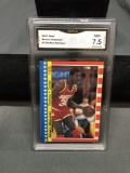 GMA Graded 1987-88 Fleer Stickers #3 AKEEM OLAJOWON Rockets Basketball Card - NM+ 7.5