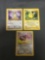 1999 Pokemon Jungle 3 Card Starter Lot - Eevee Pikachu & Meowth