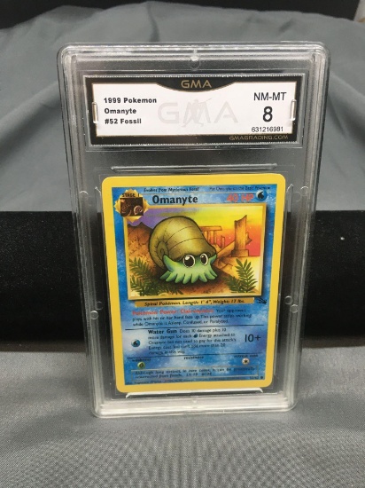 GMA Graded 1999 Pokemon Fossil Omanyte 52/62 Trading Card NM Mint 8