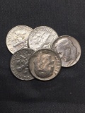 5 Count Lot of United States 90% SILVER Roosevelt Dimes from Estate Collection