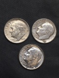 3 Count Lot of United States 90% SILVER Roosevelt Dimes from Estate Collection