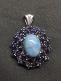 AMAZING Gemstone Lined Flashy Sterling Silver Pendant