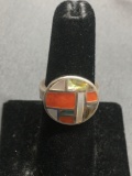 Boma Designer Inlaid Gemstone Sterling Silver Ring Size 6